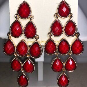 Amrita Ruby Red & Gold Chandelier Earrings